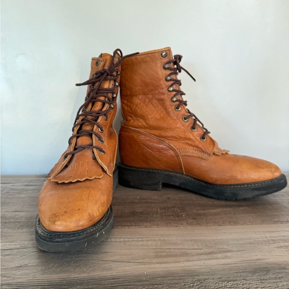 Justin Conductor Steel Toe Work Boots Lace Up Double Comfort Mens 9.5 - Picture 5 of 9